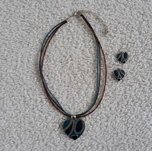 Vintage Heart Necklace and Earrings Set